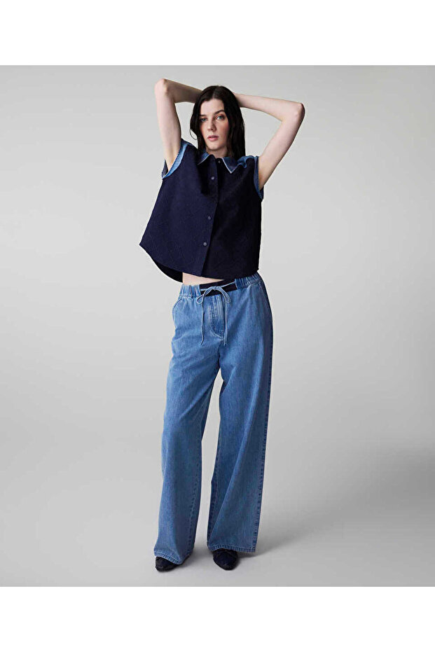 Contrast Waistband Jeans
