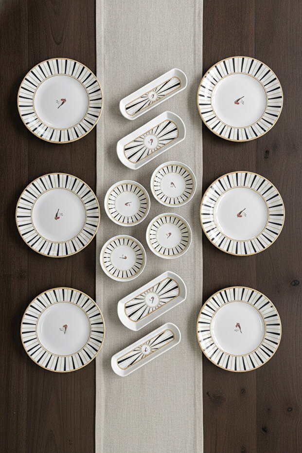 Sevda Kuşu Black 14 Piece Breakfast Set for 6 People
