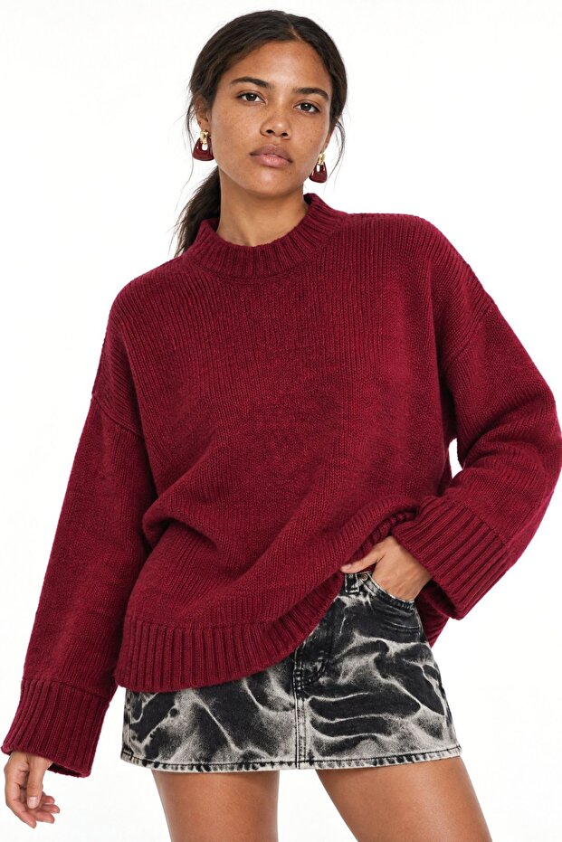 Mixray Round Neck Oversize Knitted Sweater
