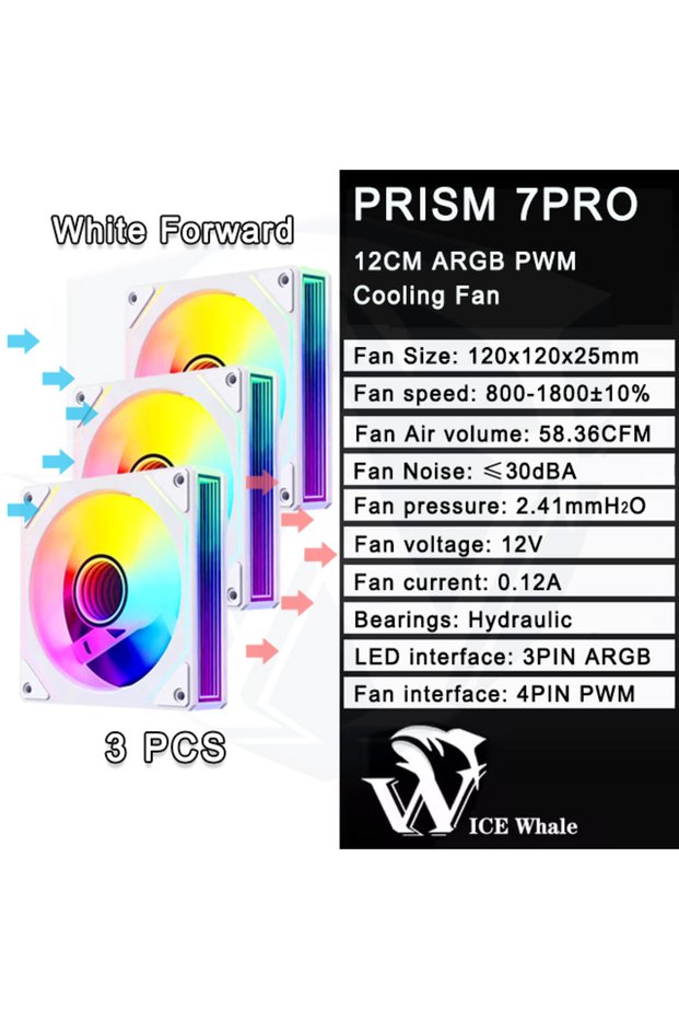 A-RGB Other WT Forward 3PCS ICE Whale Prism 7 PRO ARGB PC Case Fan 120mm Infinity Mirror Design Moth