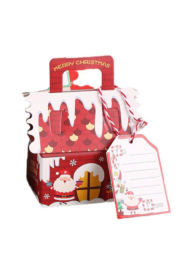 10pcs Style C 5/10pcs Christmas Gingerbread House Shape Gift Boxes Snowman Candy Snack Cookies Paper