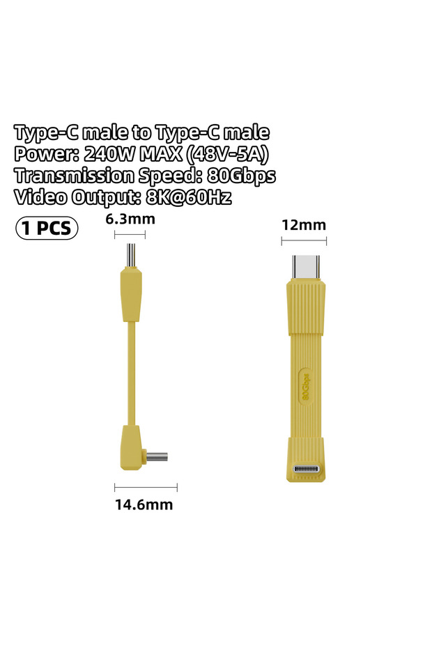 42mm USB4-DKLT-SJX-TH USB C to USB C Cable 240W PD3.1 Fast Charging Short Cable 80Gbps 8K Video 90 D