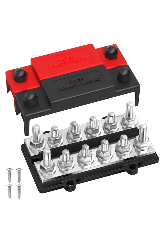 250A Dual Bus Bar 250A Dual Bus Bar 12V Dual Row Bus Bar Power Distribution Block 12 x 5/16" Termina