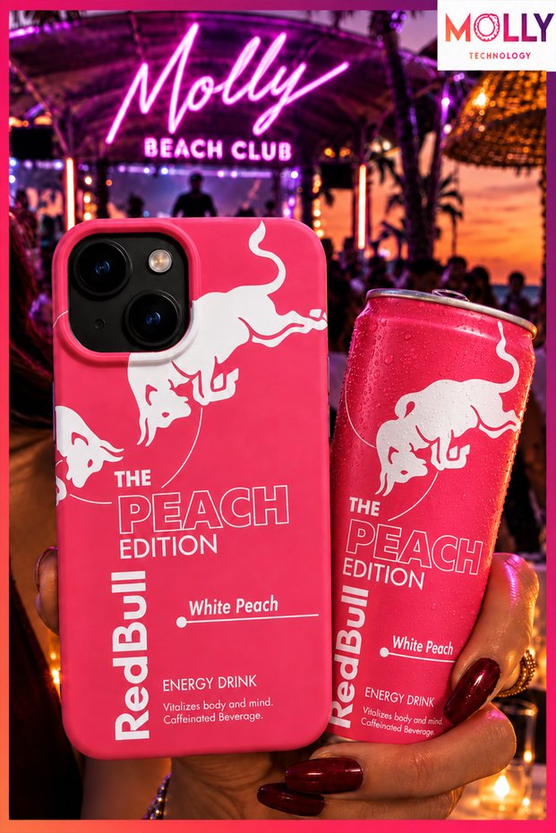 Neon Pink the Peach Edition Patterned Velvet Inside Silicone Case for iPhone 15