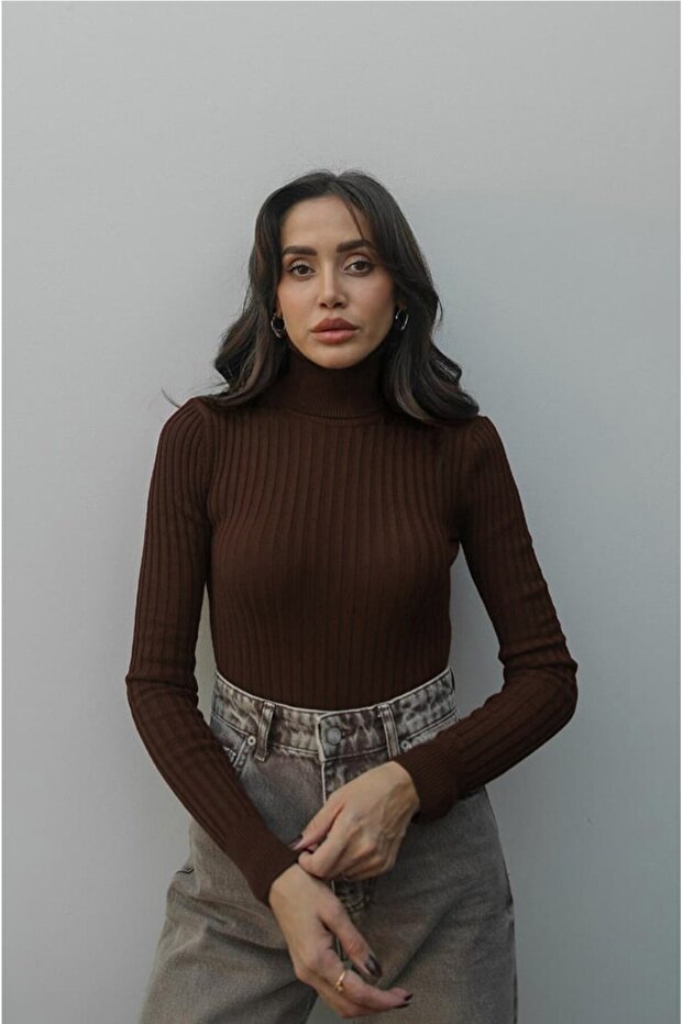 Brown Graham Ribbed Fisherman Knitwear