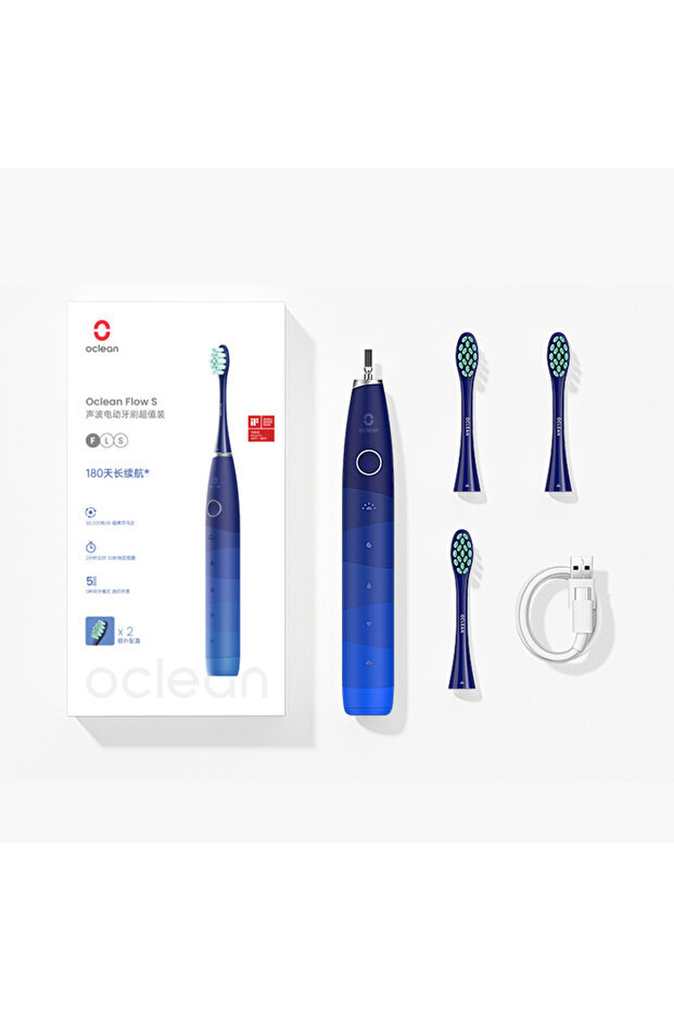 blue Electric Toothbrush for Adults,Oclean 150 Days Battery Life Electric Toothbrush with 3 Brush He