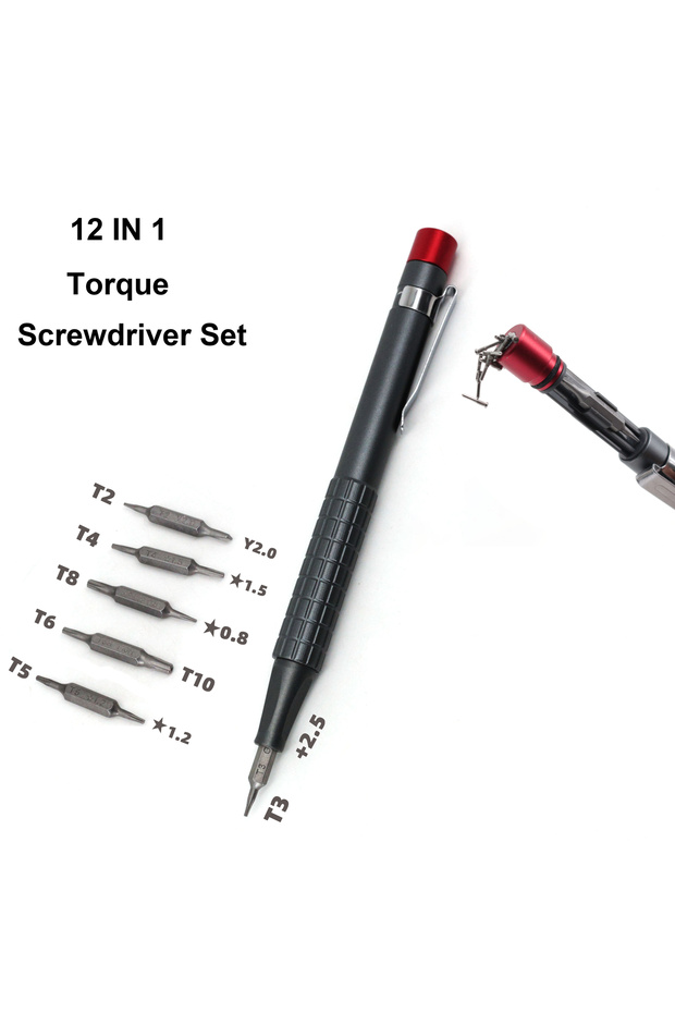 12 in 1 LEADLOONG 12 IN 1 Pen-type Torque Screwdriver Set High Precision Preset Torque Screwdriver E
