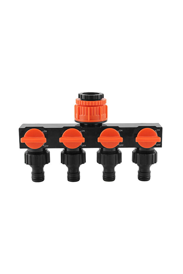 Orange Garden Hose Pipe Splitter 4-Way Faucet Diverter Tap Hose Connector Splitter Four Independent