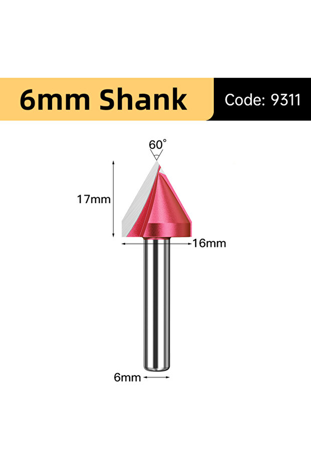 9311 HUHAO 6mm Shank V Shape Wood Router Bit 60 90 120 150 Degrees 3D Engraving Bit Carbide End Mill