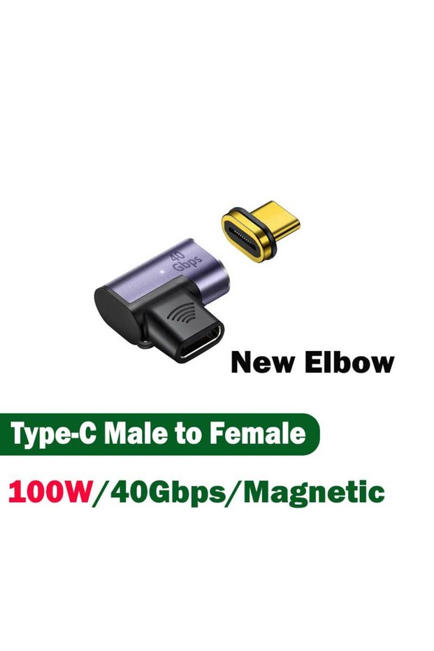 BSN 100W 40Gb newElbow 100W Magnetic USB Type-C OTG Adapter 40Gbps Thunderbolt Fast Charging Convert