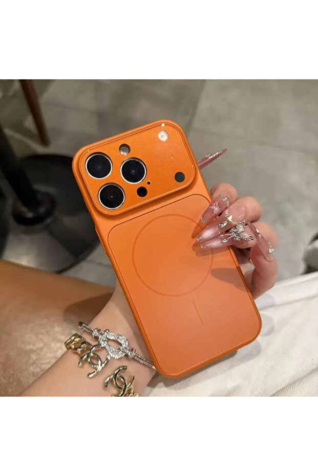 For iPhone14 Pro Orange Original Glass Nano Matte Case For iPhone 17 Air 16 15 14 13 Pro Max 17Pro M