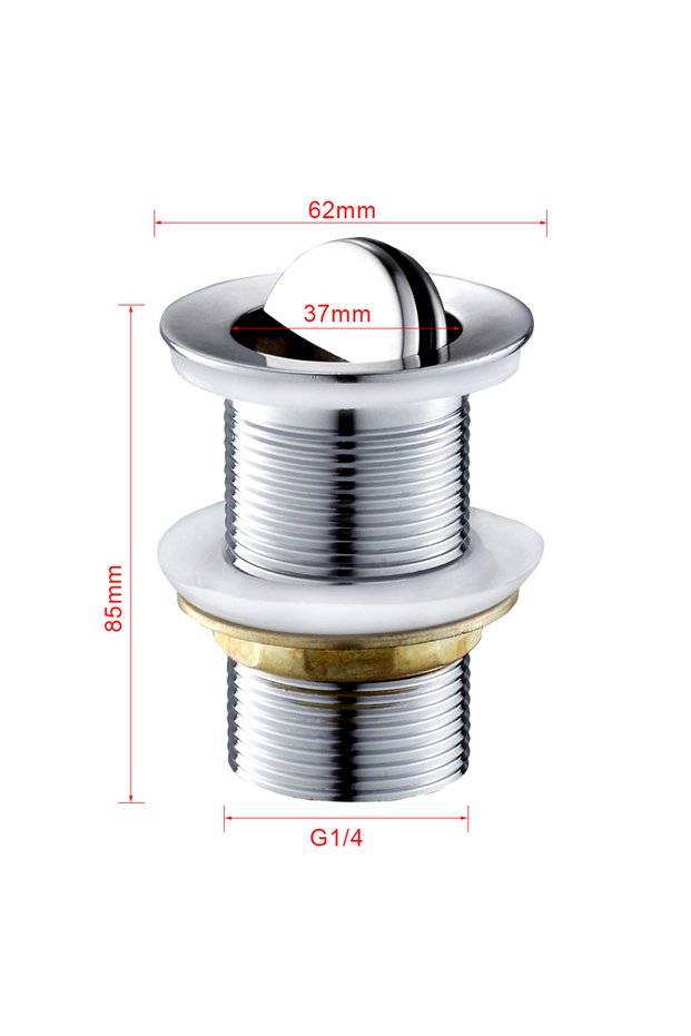 silver Flip Top Unslotted Basin Sink Waste Push Button Swivel Solid Brass with Chrome an Internal Ov