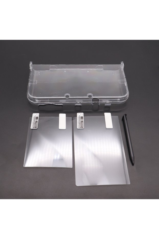 A For New 3DS XL LL Clear Split Shell Transparent Protective Cover Case Screen Film LCD Screen Prote