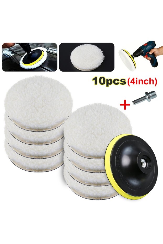4 inch-10PCS 10PCS (8Pads+1Sucker+1Screw) Car Polishing Waxing Buffing Wheel Pad Car Polisher Kit fo