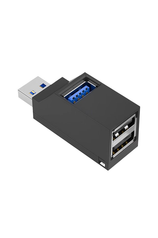 black1Pcs USB 3.0 Hub, 3-Port USB-A Adapter and Distributor, Plug and Play, No Driver Required, Easy