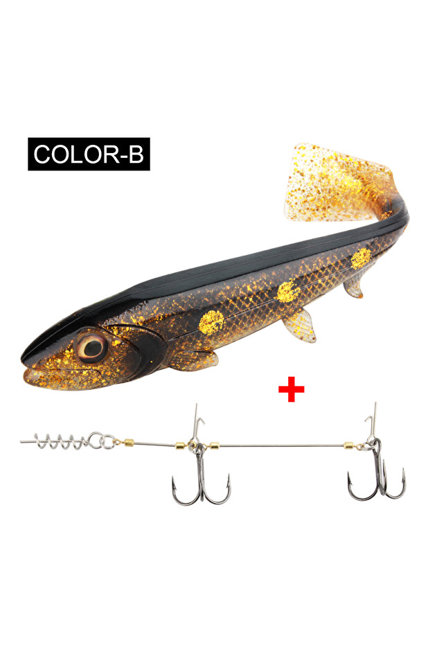 53g lure with M Hook Color-B Spinpoler Big Fish Soft Fishing Lure With Stinger Rig Hook Set 14cm/18c