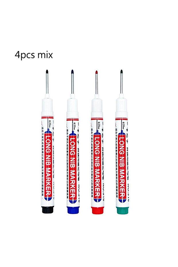 4 mixed B 4/12 Pcs Waterproof Long Head Markers Deep Hole Marker Pen for Metal Carpenter Red/Black/B