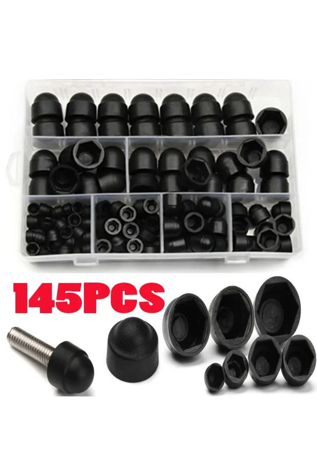 145pcs 145pcs Nylon Hex Nut Caps Set M4/M5/M6/M8/M10/M12 Acorn Dome Covers for Screws Bolts Durable