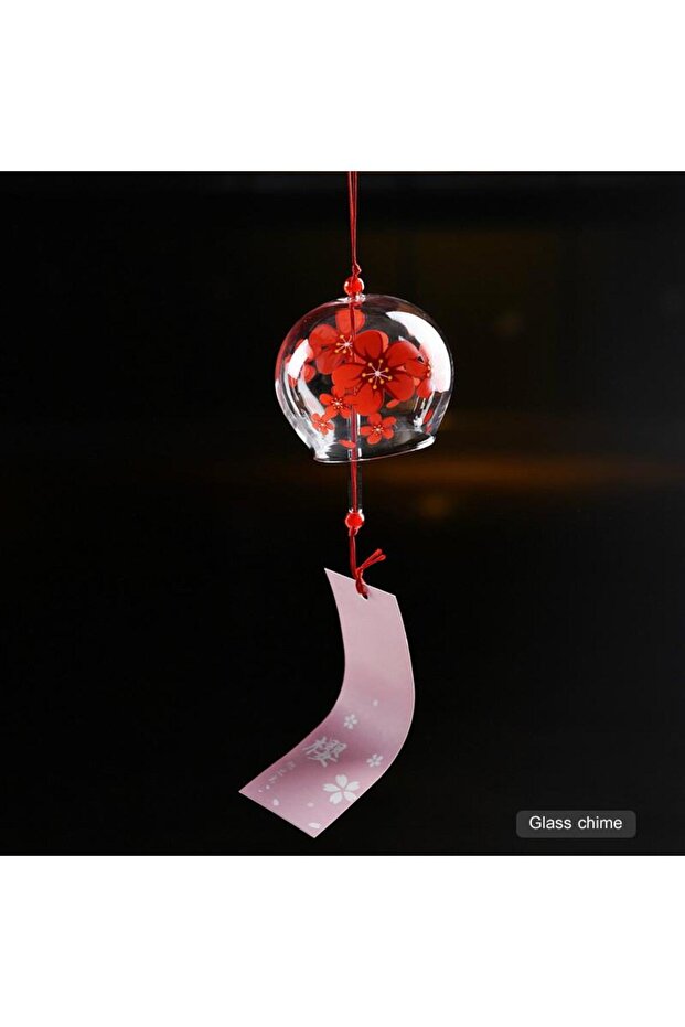 5 red cherry Japanese Style Handmade Glass Painted Wind Chime Door Decoration Home Accessories Creat