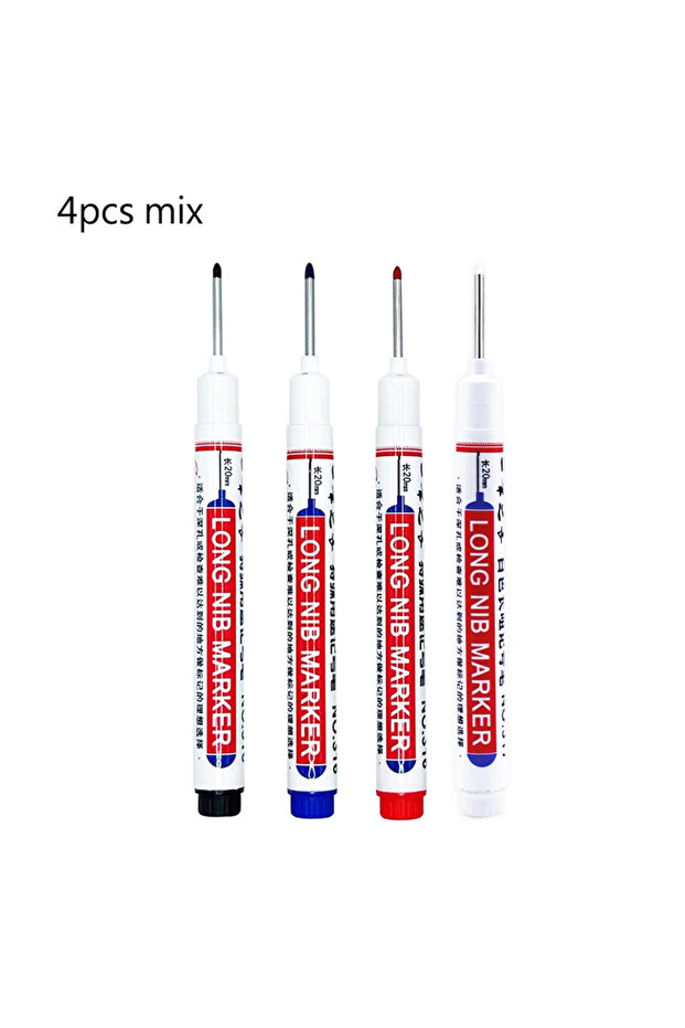4 mixed C 4/12 Pcs Waterproof Long Head Markers Deep Hole Marker Pen for Metal Carpenter Red/Black/B