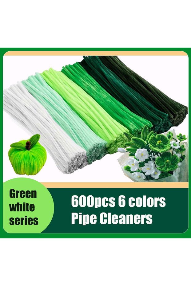 6 green color 600pcs Multi-Colored, Flower Making Kit, Arts and Craft Supplies, Pipe Cleaners Kit, P