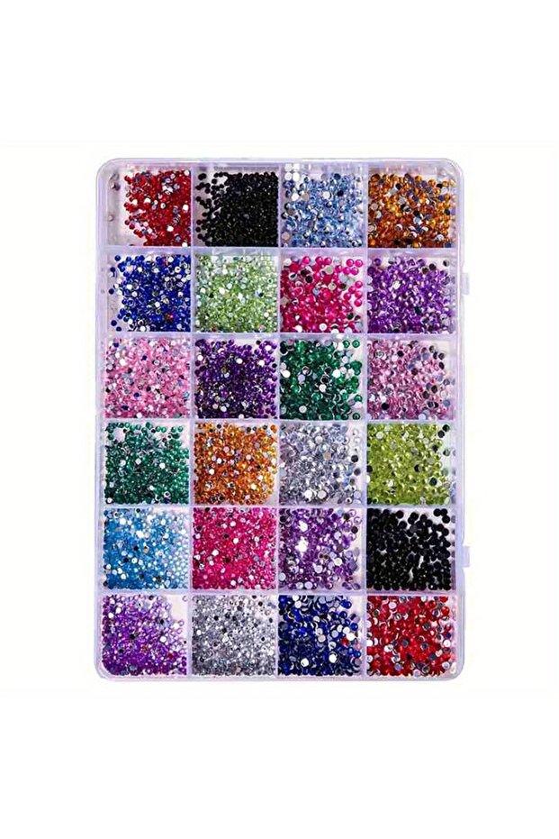 style1 3500Pcs Acrylic Round Resin Flat Bottom Color 3D Glitter Gems Rhinestones DIY 3D Nail Art Dec