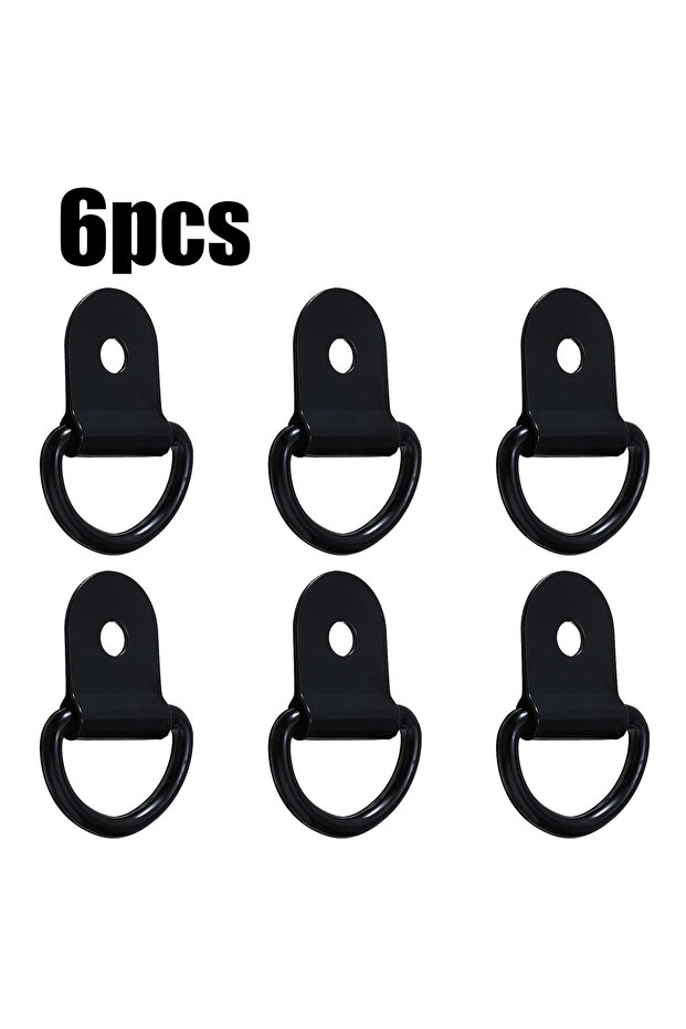 6pcs 2/4/6pcs Black D Shape Pull Hook Tie Down Anchors Ring Iron Stainless Steel Cargo Tie Down Ring
