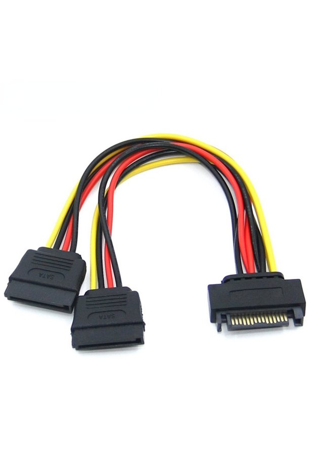 0.2M 15Pin SATA Male To 2 SATA Power Y Splitter Cable 15 Pin SATA Male to Dual 15 Pin Female Power C