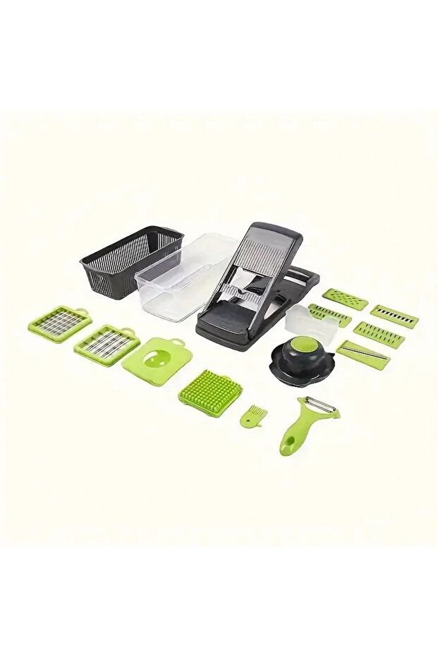 light green 16 IN1 Mandoline Slicer Veggie Food Chopper Vegetable Cutter Tomato Carrot Grater Cheese