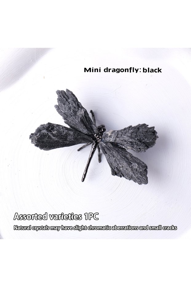 1PC Black 1PC Natural Crystal Mini Black Tourmaline Feathered Dragonfly Creative Handicraft Jewelry