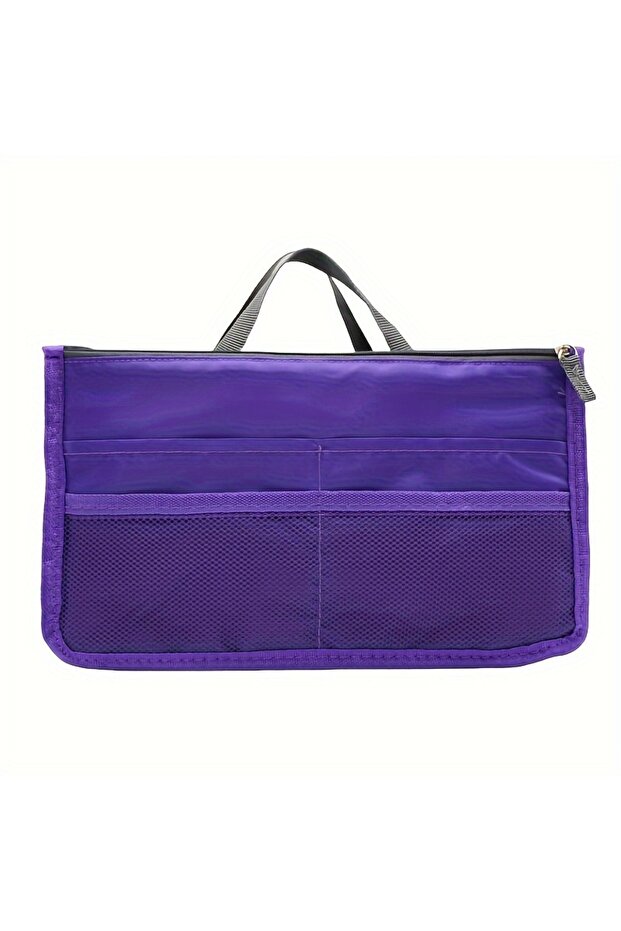 Purple Organizer Insert Bag Women Nylon Travel Insert Organizer Handbag Purse Large Liner Lady Makeu