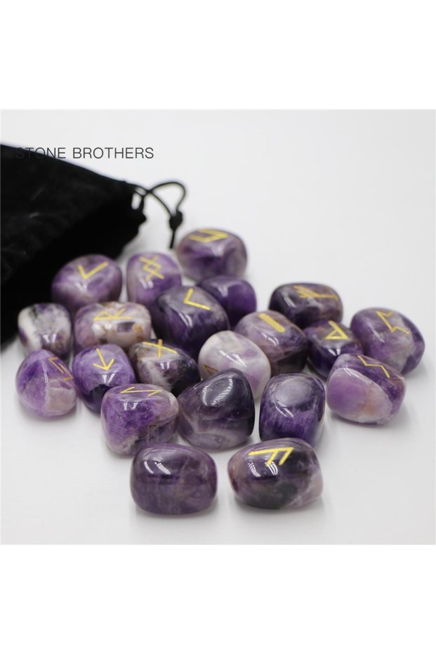 Amethyst 25Pcs Freedom Natural Amethyst Crystal Runes Stones Irregular Divination Agate Rune Fortune