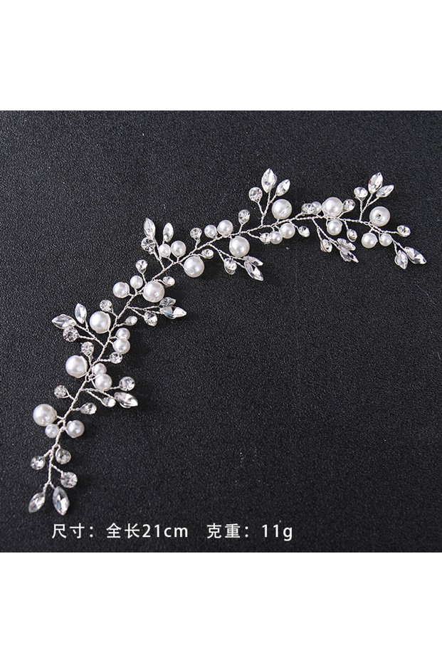 Silver Bride Wedding Headdress Rhinestone Princess Style Faux Pearl Stage Show Performance Hair Deco