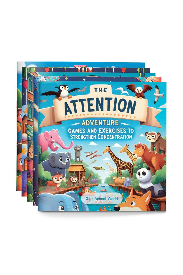 5-BOOK set 5PCS The Attention Adventure Books for Kids – Fun Games & Exercises to Strengthen Focus a