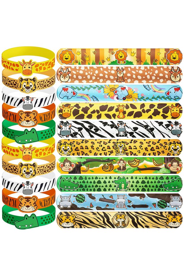 30pcs 30Pcs Jungle Wildlife Bracelets and Rubber Bracelets Gifts Birthday Party Jungle Wildlife Zoo