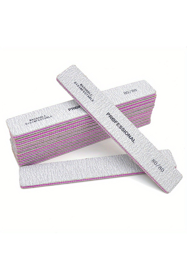 5 Pcs 80-80 Grit 5Pcs/Lot Thickened Rectangular Purple Core Adhesive Nail Files 80/100/180 Double-Si