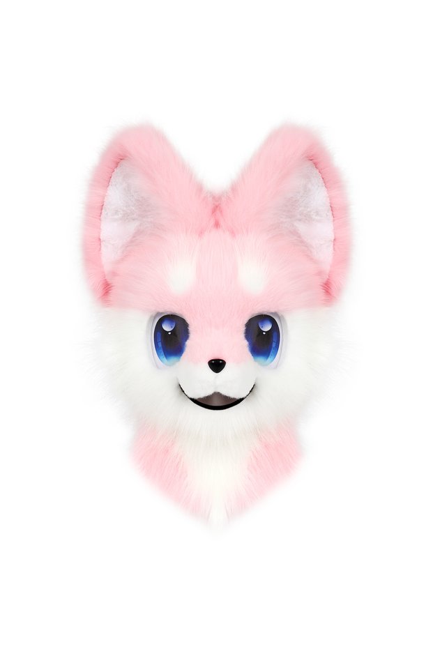 Pinkwhite Animal Head Mask Furry Fursuit Plush Dog Fox Masks for Parties Cosplay Costume Accessory