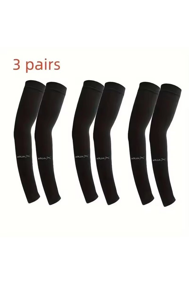 One Size 3 PAIRS BLACK 3 Pairs Breathable Sun Protection Sleeves UV Protective Gear for Sports Drivi