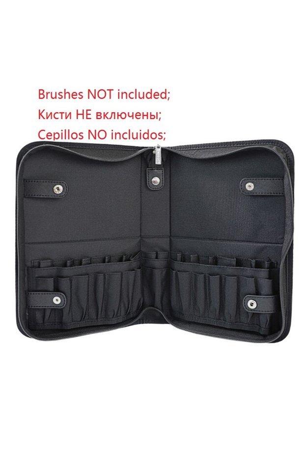 Black 29 Holes Professional Fold Waterproof Women Makeup Brush Tools Bag Organizer Travel Powder Cos