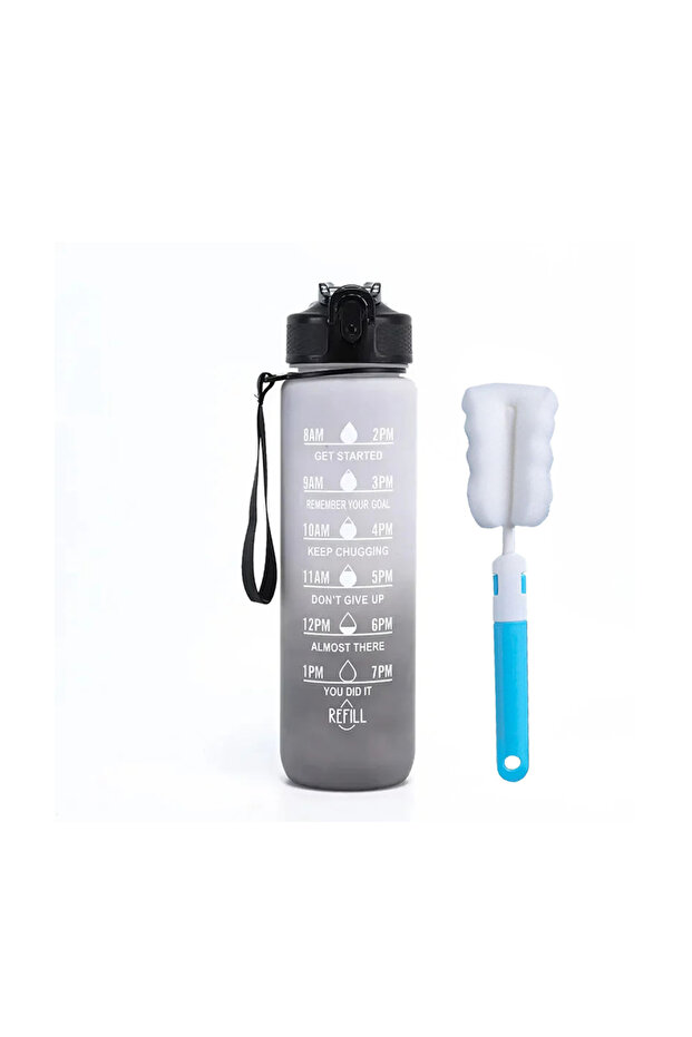 0.9L D 2pcs 32 oz Drinking Water Bottle with Times to Drink and Straw, Motivational with Carrying St