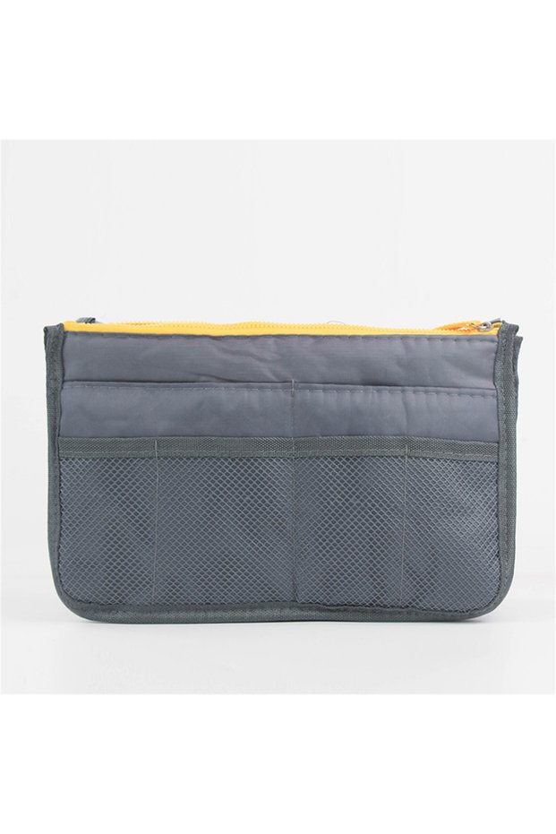 grey Multifunctional Bi-fold Storage Bag Double Zipper Large Capacity Storage Arrangement Makeup Toi