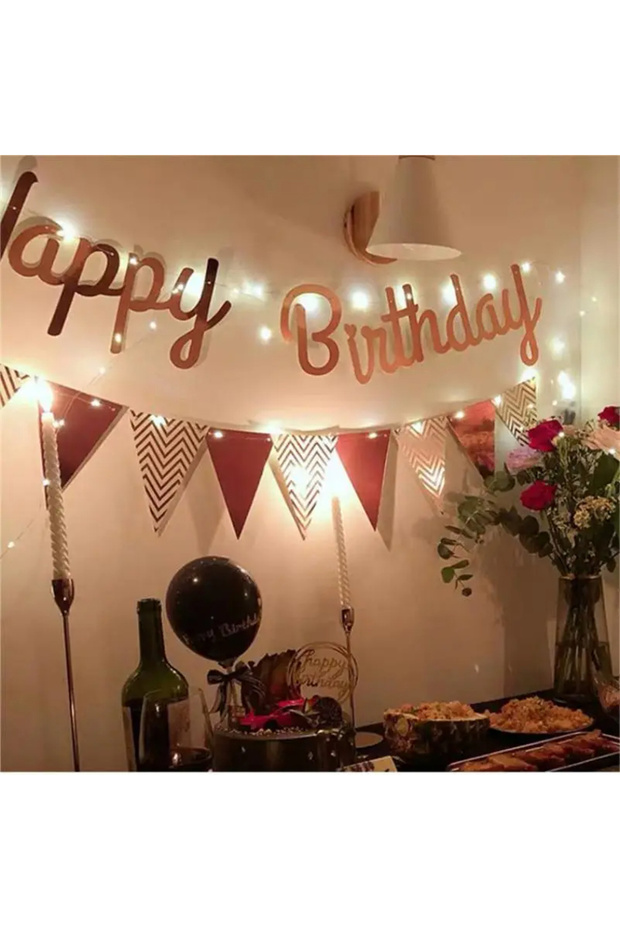 ROSE GOLD Multi Themes DIY Colored Lights Happy Birthday Banner Decorations Photo Booth Happy Birthd
