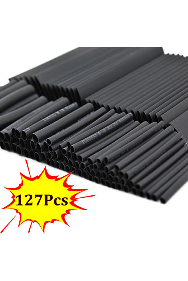 127Pcs 7 Sizes Set Heat Shrink Tubing Ratio 2:1 Heat Shrink Electrical Wire Cable Wrap Assortment In