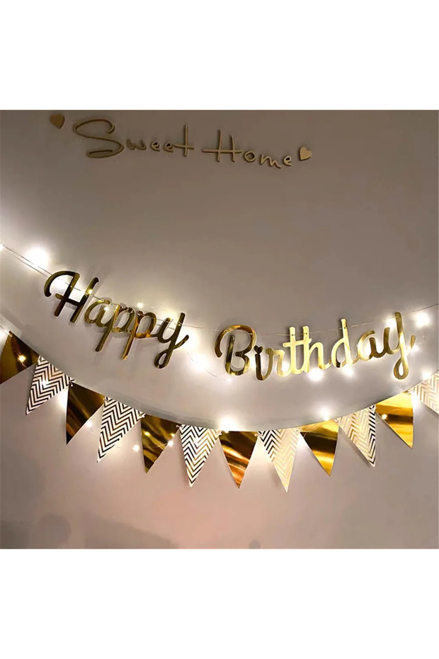 GOLD Multi Themes DIY Colored Lights Happy Birthday Banner Decorations Photo Booth Happy Birthday Bu