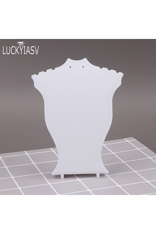 White 2 Acrylic Mini Necklace Display Mannequin Pendant Model Jewelry Holder Necklace Showing Stand