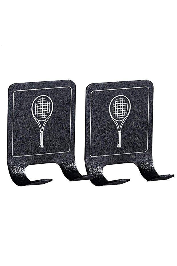 Black New 2PCS Universals Tennis Racket Holder Wall Mounted Racket Rack Stainless Steel Wall Hook Ba