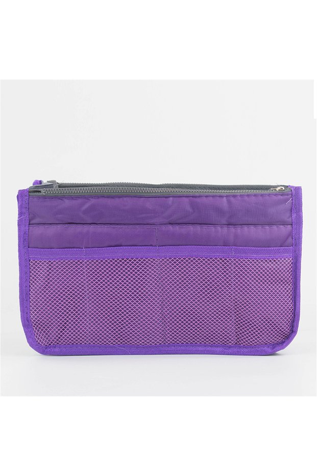 purple Multifunctional Bi-fold Storage Bag Double Zipper Large Capacity Storage Arrangement Makeup T