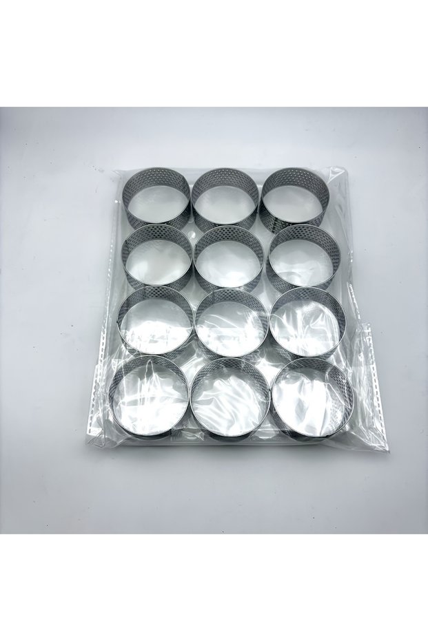 12pcs Tart Ring Set of 12 Stainless Steel Round Tart Rings - Perforated Molds for Mousses And Desser