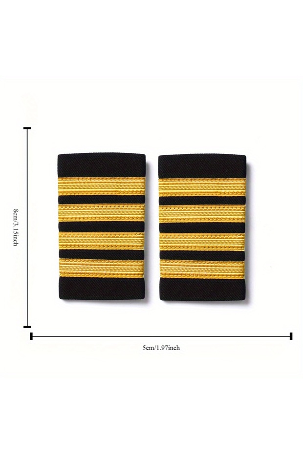 4Bar yellow 1 Pair Clothing Decor Epaulettes Professional Pilots Uniform Epaulets 4 Bars Shirts Craf