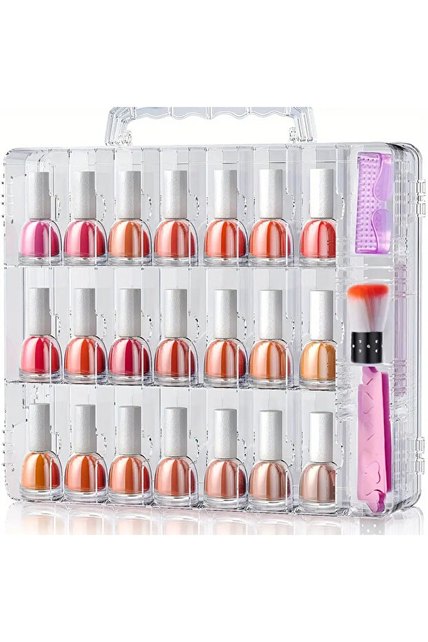 MULTI Portable Nail Polish Organizer Clear Double Side Nail Polish Holder Gel Nail Storage for 48 Bo
